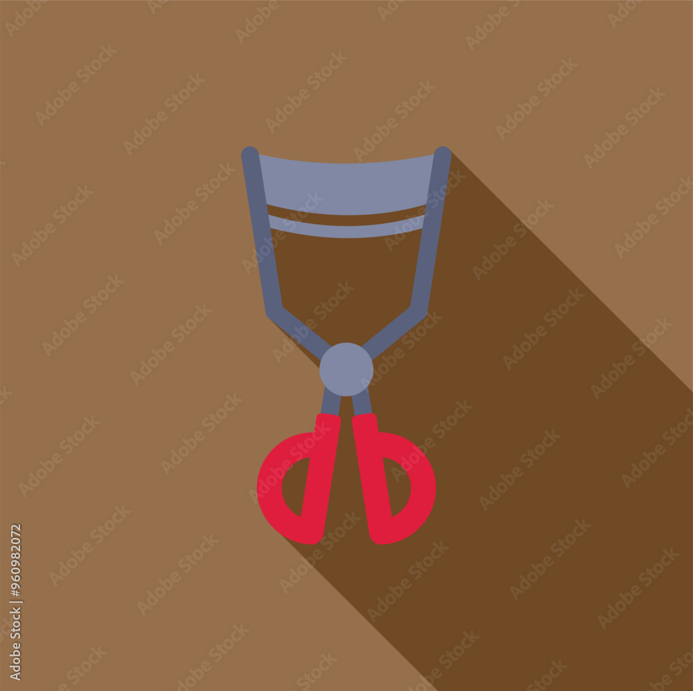 Eyelash curler casting a long shadow on a brown background, beauty concept with minimalist flat design Eyelash curler casting a long shadow on a brown background, beauty concept with minimalist flat design