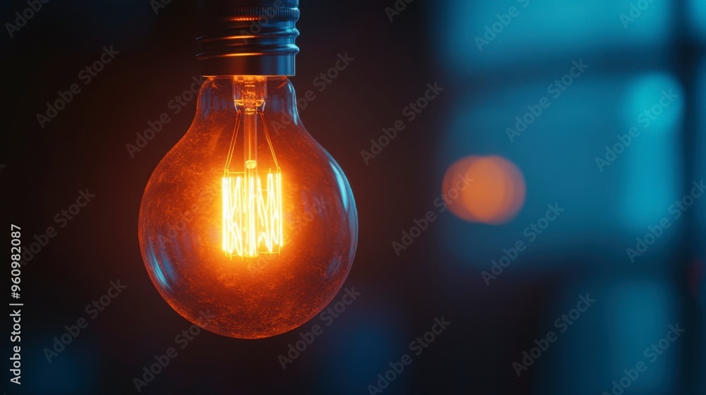 A close-up of a light bulb glowing in the dark, with filaments clearly visible. A close-up of a light bulb glowing in the dark, with filaments clearly visible.