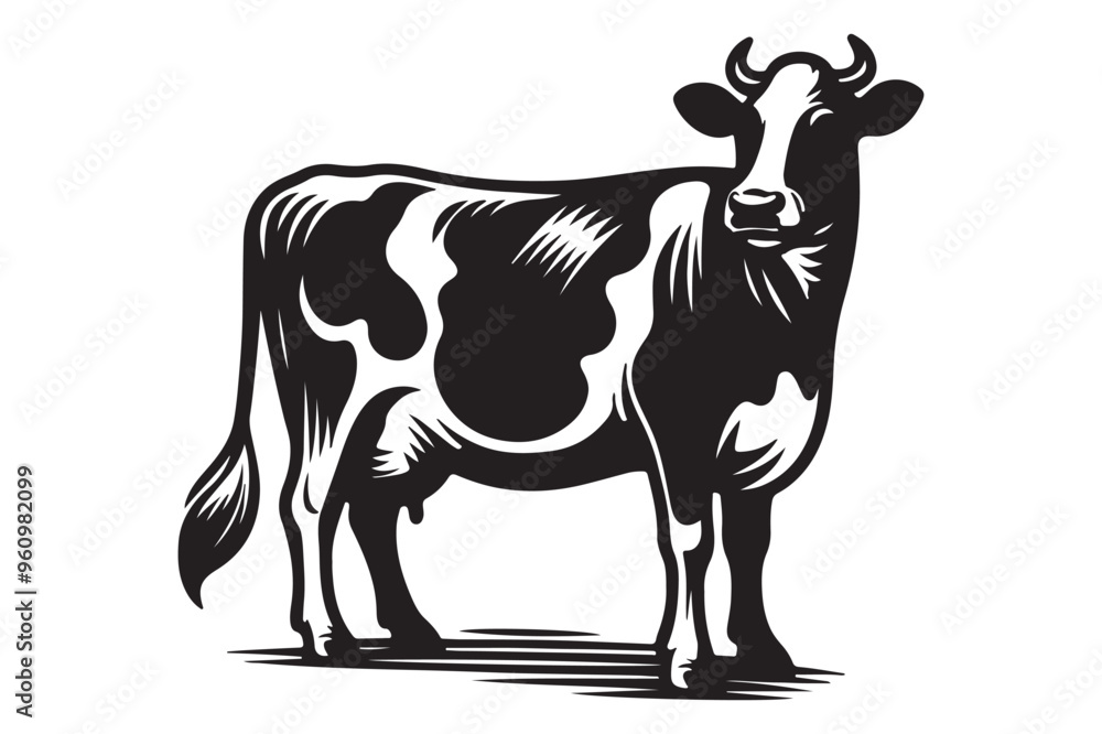 Fototapeta premium Cow silhouette vector illustration