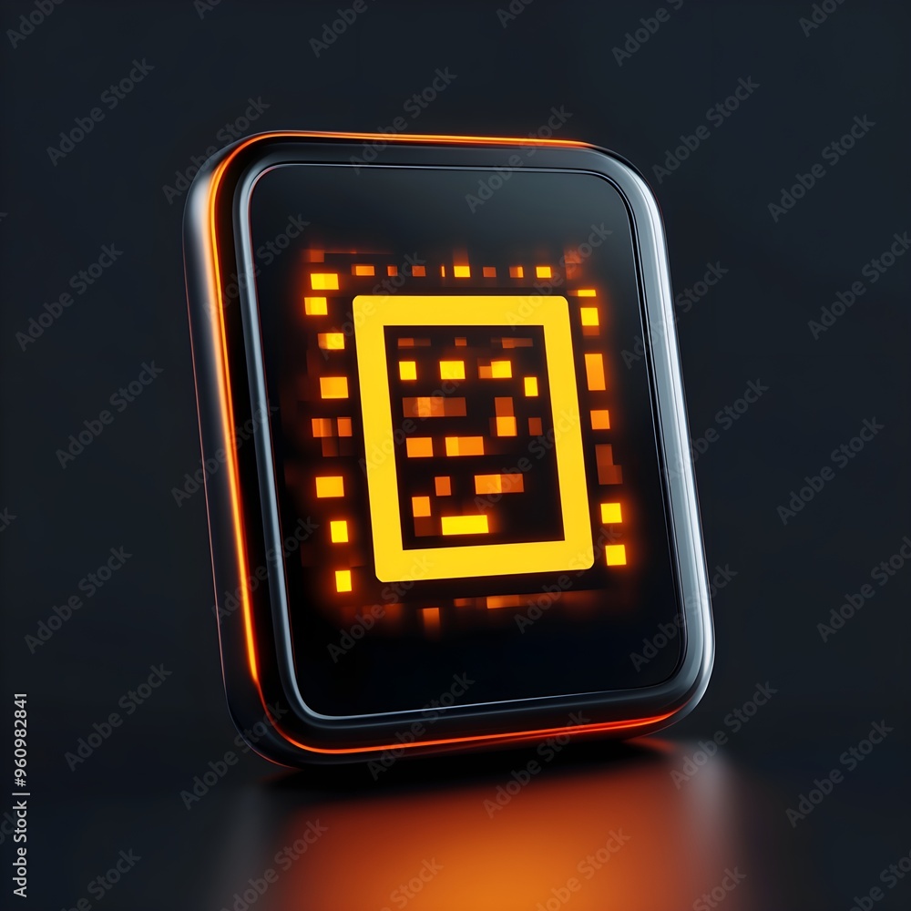 Glowing CPU Chip on Black Background Glowing CPU Chip on Black Background