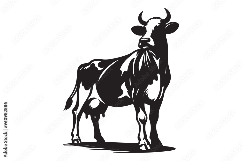 Obraz premium Cow silhouette vector illustration
