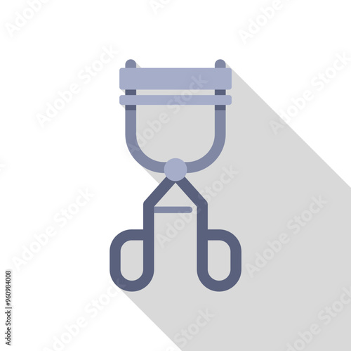 Eyelash curler icon in flat style with long shadow, makeup tool for curling eyelashes before applying mascara