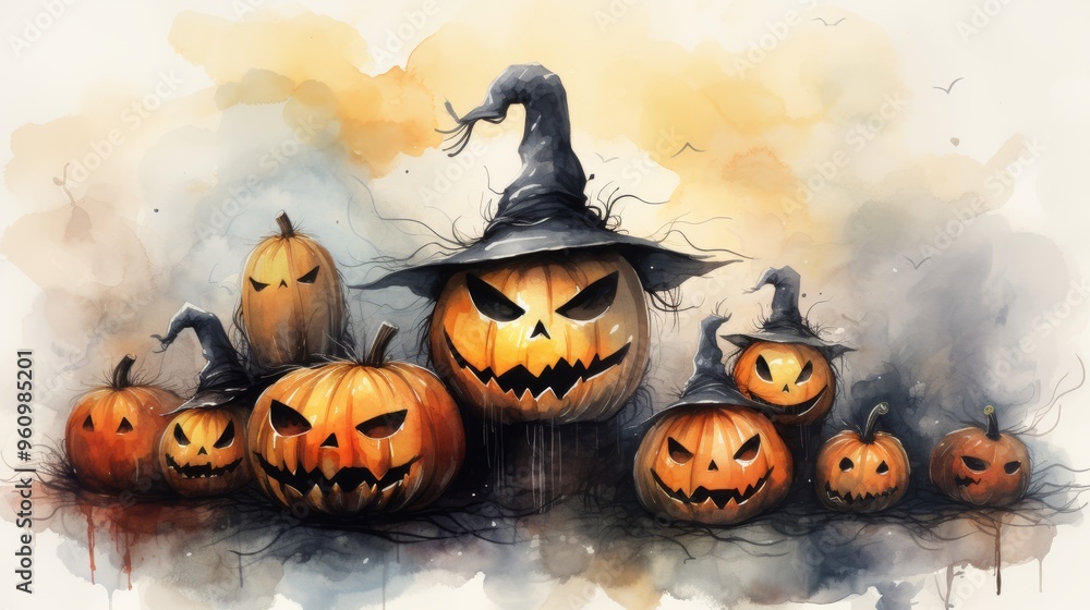 watercolor Halloween October 31 Generative AI watercolor Halloween October 31 Generative AI