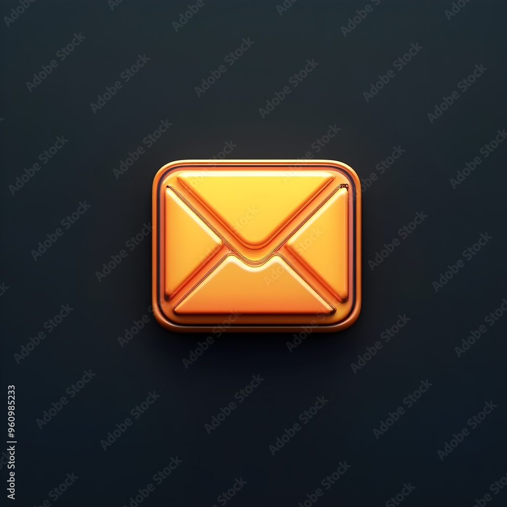 Golden Envelope Icon on Black Background Golden Envelope Icon on Black Background