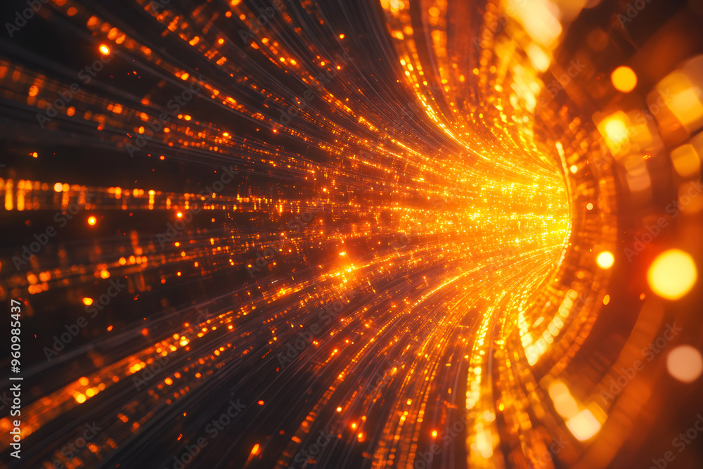 Obraz premium Abstract Golden Light Tunnel Background