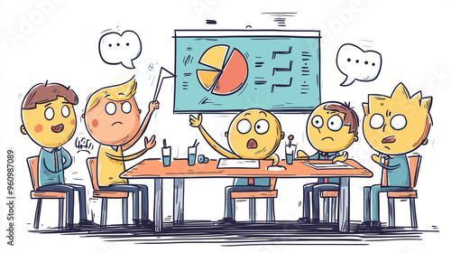 Cartoon business meeting wi...