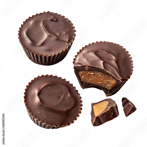 chocolate candies on transparent background, clipping path, png, 