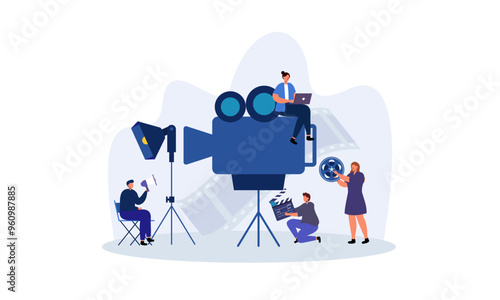 Movie making process concept vector