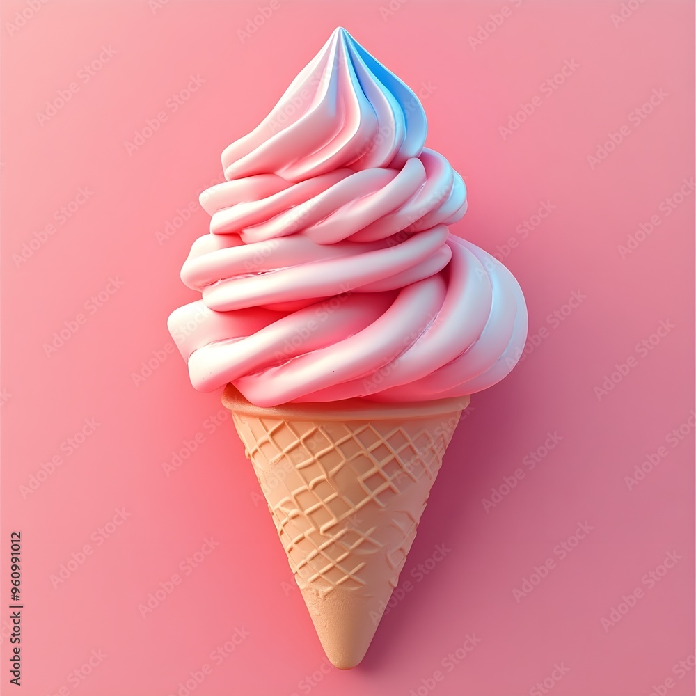 Pink Ice Cream Cone - Summer Dessert Treat Pink Ice Cream Cone - Summer Dessert Treat