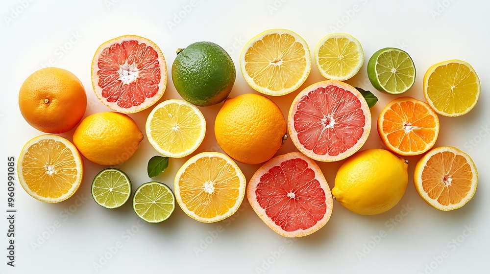 An array of citrus fruits, including lemons, limes, oranges, and grapefruit, adds a zesty touch. An array of citrus fruits, including lemons, limes, oranges, and grapefruit, adds a zesty touch.