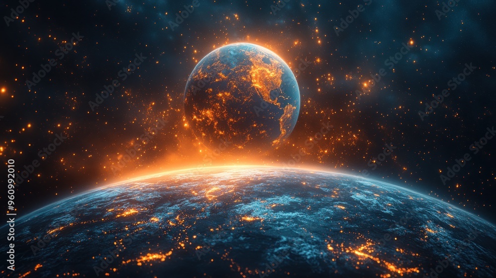 Fototapeta premium A Futuristic View of Earth From Space