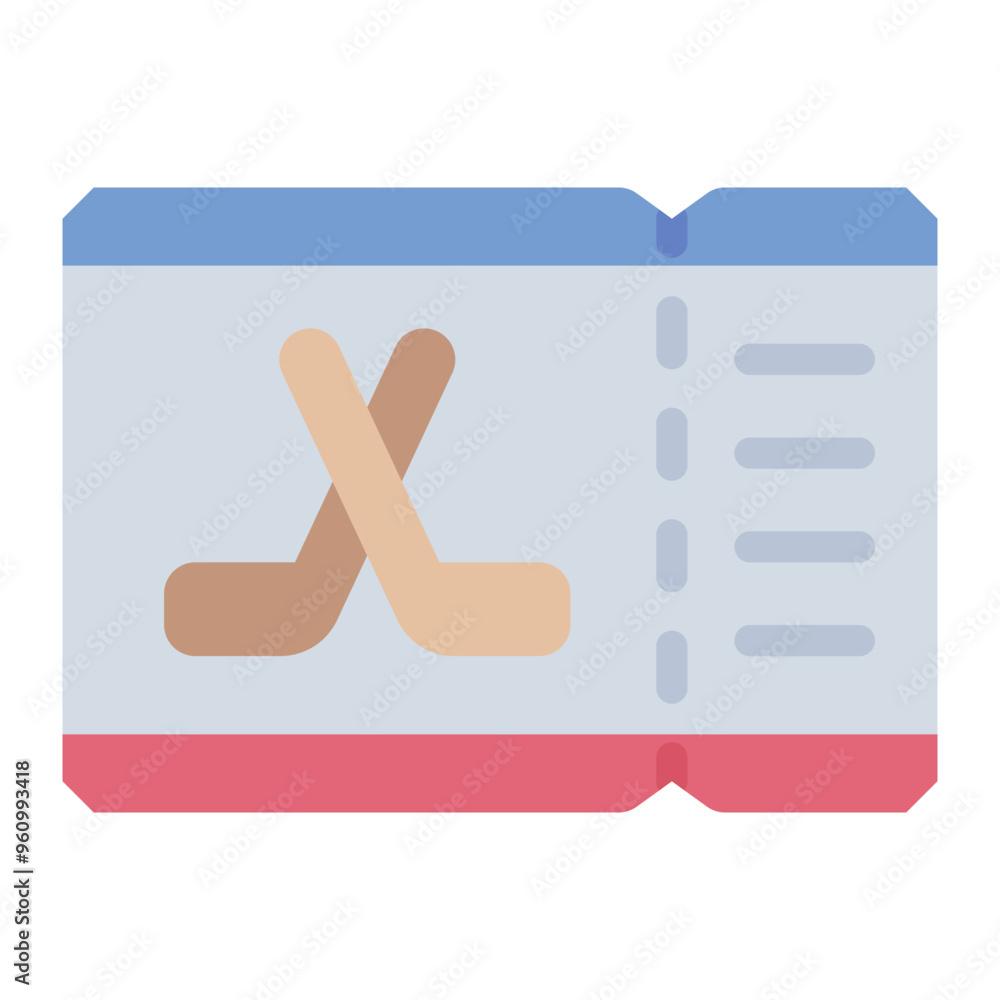 Ticket icon for attending a hockey match. Ticket icon for attending a hockey match.
