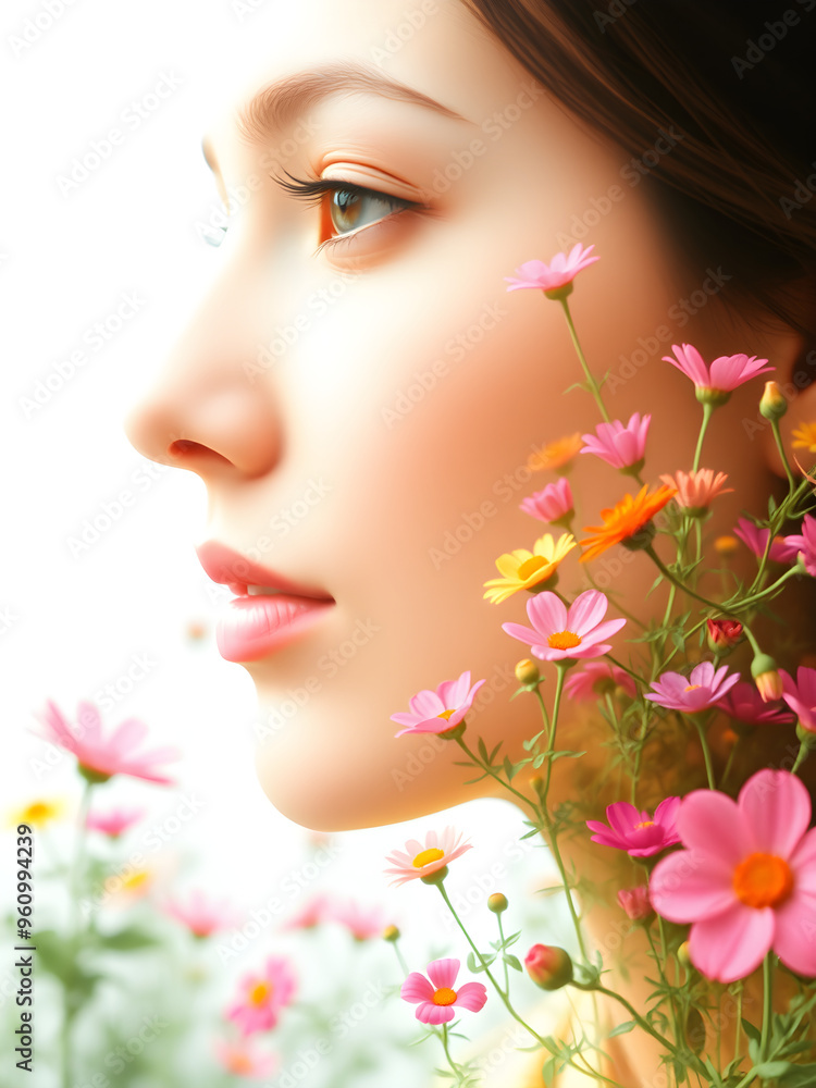 woman with flowers woman with flowers