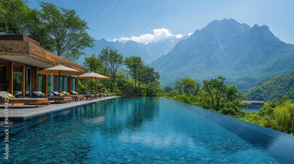 Naklejka premium Infinity Pool with Mountain View