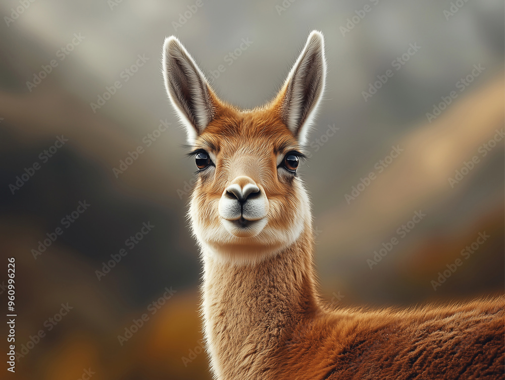Detailed Close-up of Vicuna in Mountain Landscape, Wildlife and Nature Photography Detailed Close-up of Vicuna in Mountain Landscape, Wildlife and Nature Photography