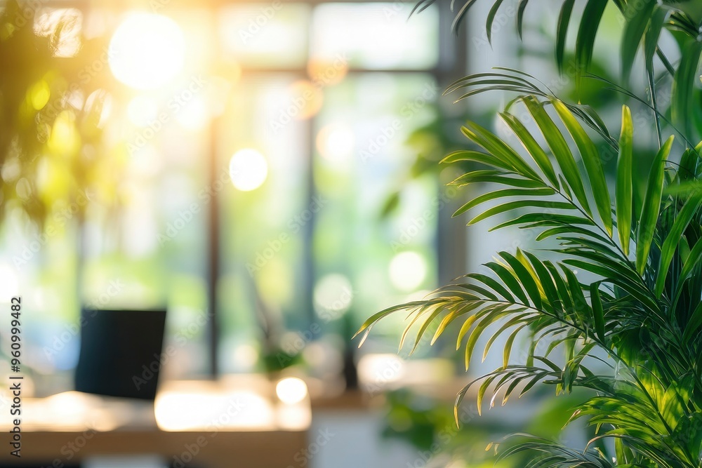 Blur background of contemporary office with greenery and bright natural light. Office interior photography. Sustainable workplace environment concept. Design for eco-friendly office spaces. Spate , ai Blur background of contemporary office with greenery and bright natural light. Office interior photography. Sustainable workplace environment concept. Design for eco-friendly office spaces. Spate , ai