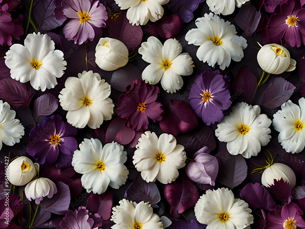 Fototapeta premium white and purple flowers,Ai generated 