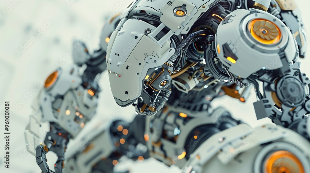 Fototapeta premium Futuristic Robot with Detailed Mechanical Components