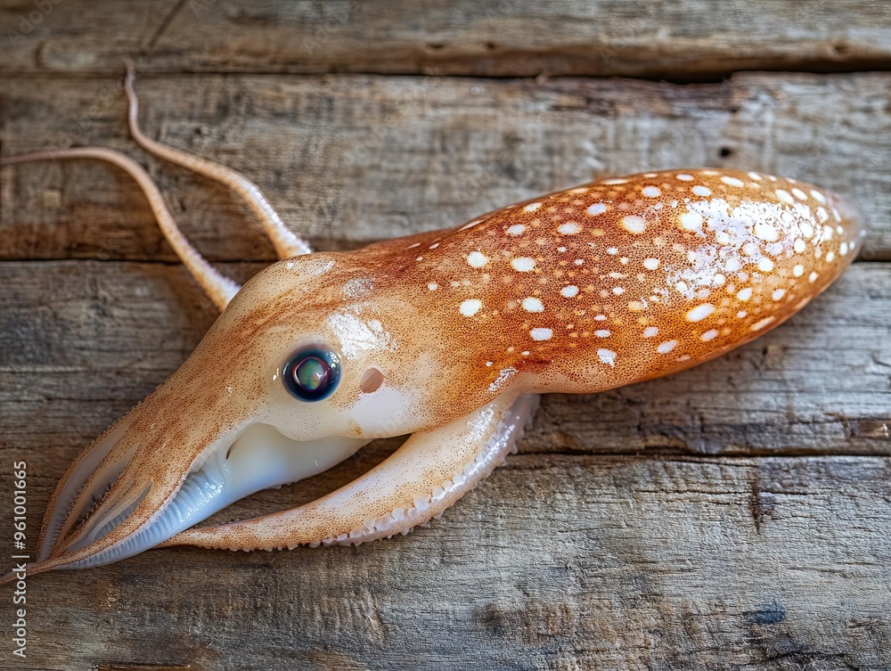 Obraz premium squid isolated on wooden background