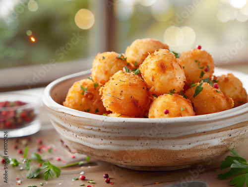 Traditional Spanish Croquetas with Crispy Coating, Delicious Fried Snack on Plate