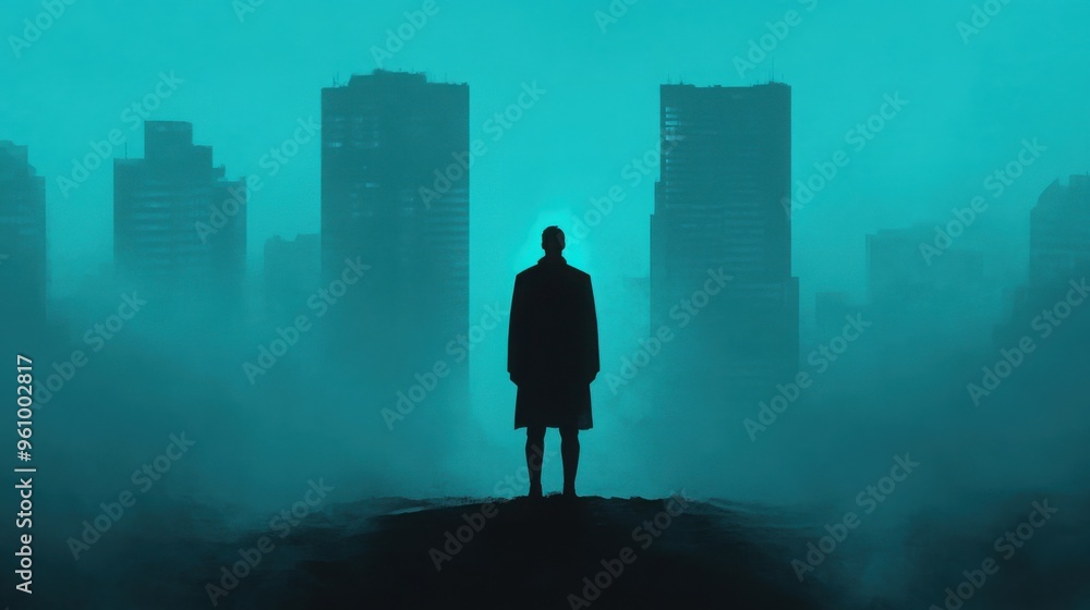 A lone figure standing in a dark cyberpunk cityscape, illuminated only by the faint glow of distant neon lights, symbolizing the depth of grief and isolation A lone figure standing in a dark cyberpunk cityscape, illuminated only by the faint glow of distant neon lights, symbolizing the depth of grief and isolation