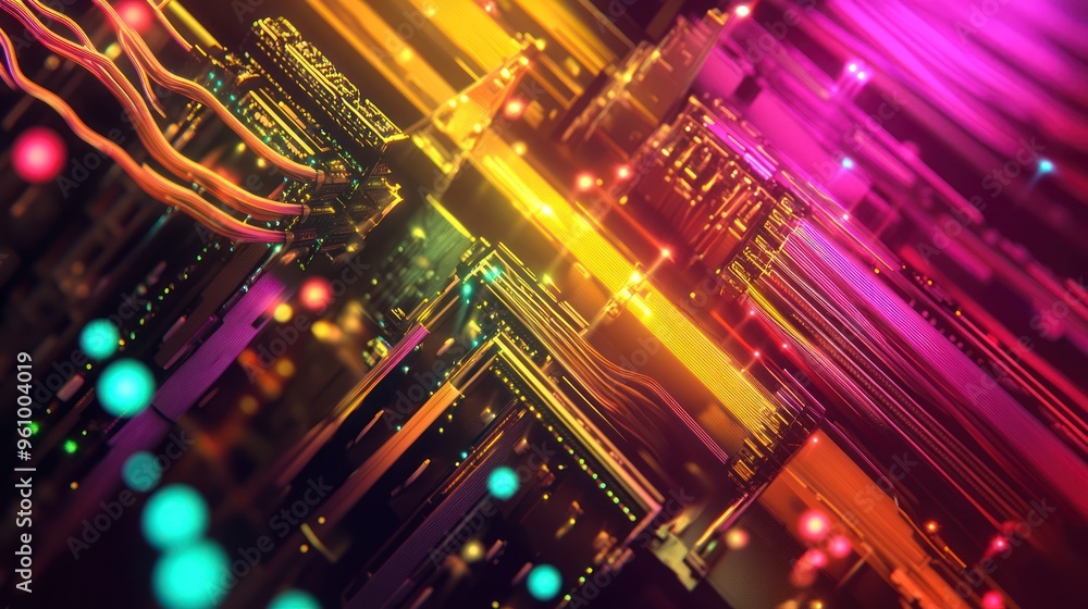 Abstract Circuitry with Vibrant Hues Abstract Circuitry with Vibrant Hues