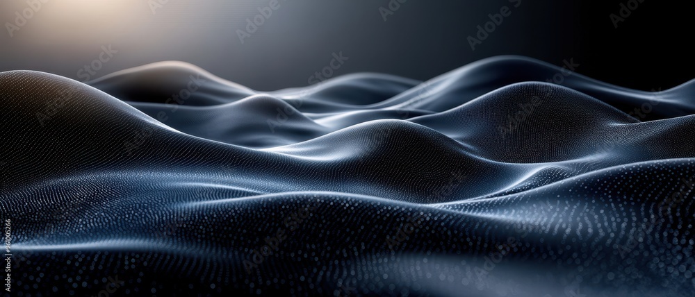 Abstract black digital landscape with 3D waves and depth effects, surreal and immersive Abstract black digital landscape with 3D waves and depth effects, surreal and immersive