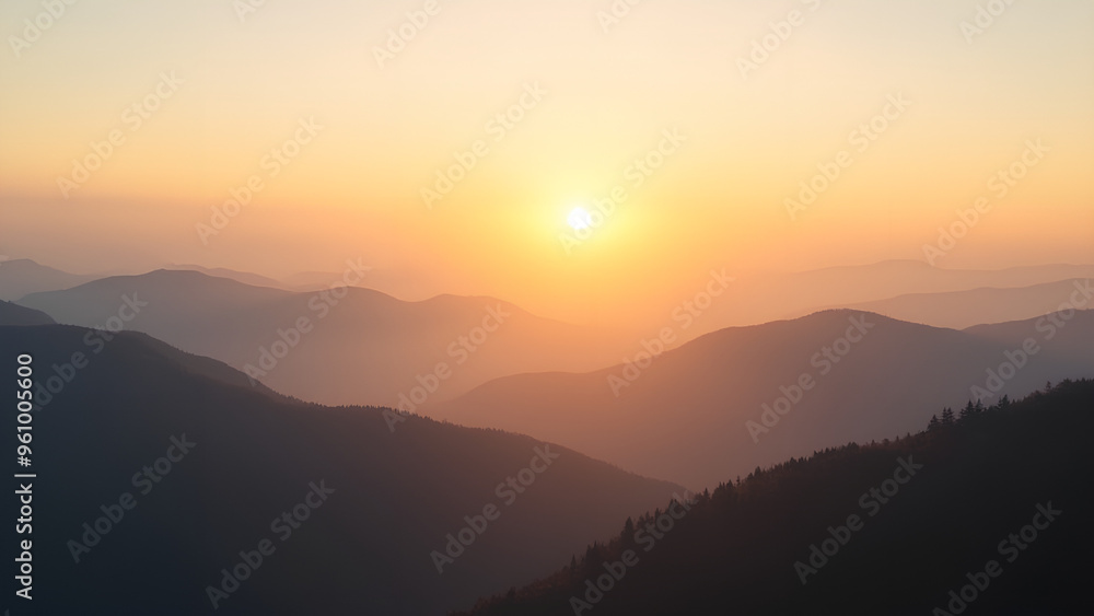 Mystical Morning in the Mountain Range Dawn Light Bathing the Serene Hills Golden Sunrise Over Misty Mountain Layers Mystical Morning in the Mountain Range Dawn Light Bathing the Serene Hills Golden Sunrise Over Misty Mountain Layers