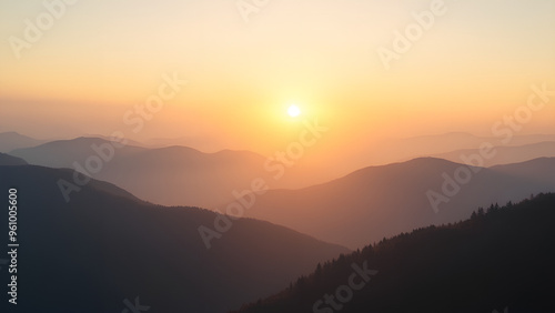 Wallpaper Mural Mystical Morning in the Mountain Range Dawn Light Bathing the Serene Hills Golden Sunrise Over Misty Mountain Layers Torontodigital.ca