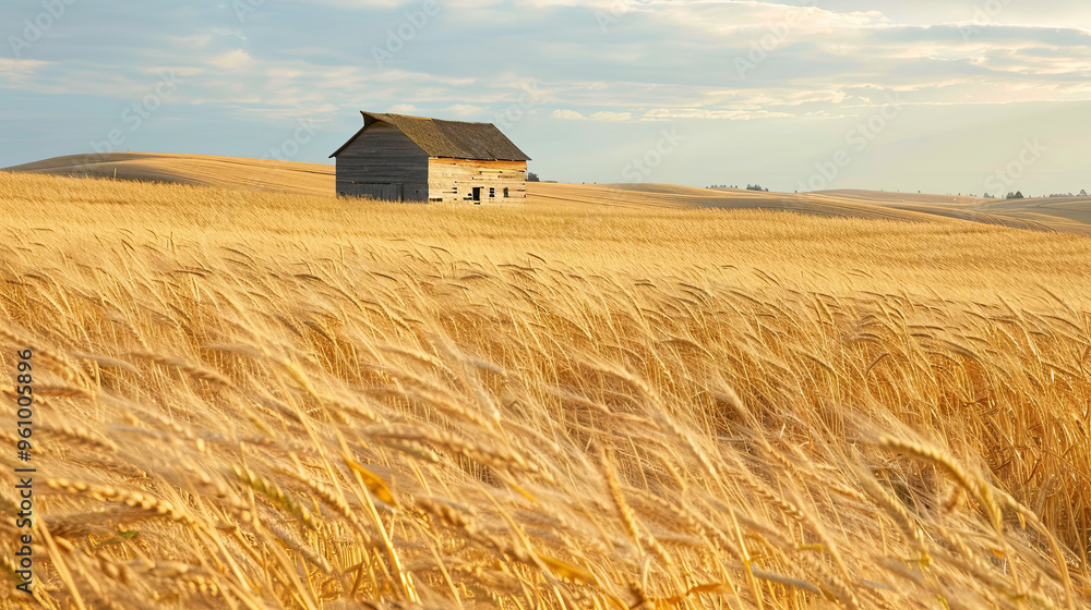 Peaceful Rural Wheat Field with Swaying Stalks and Warm Sunlight Peaceful Rural Wheat Field with Swaying Stalks and Warm Sunlight