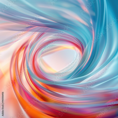 Ethereal Vortex of Abstract Ribbons in Teal, Amber, and Fuchsia Hues