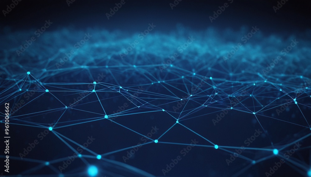 Obraz premium Techno background with a low poly plexus design 6