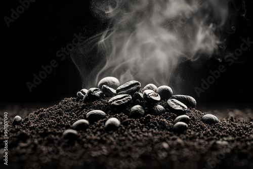 Aromatic Alchemy: The Enchanting Journey of Coffee Beans, Generative AI photo