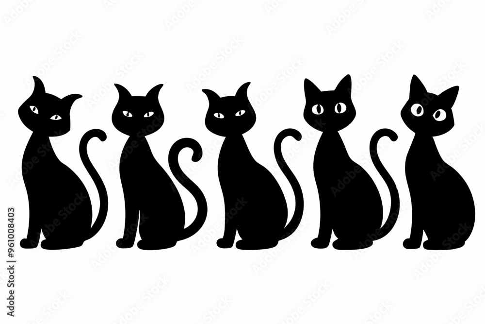 black silhouette of a cat collection, Set of cat silhouette vector
black silhouette of a cat collection, Set of cat silhouette vector
