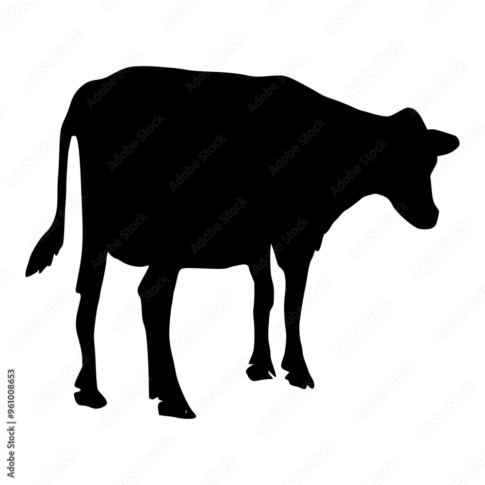 Black silhouette cow Hand drawn illustration Black silhouette cow Hand drawn illustration