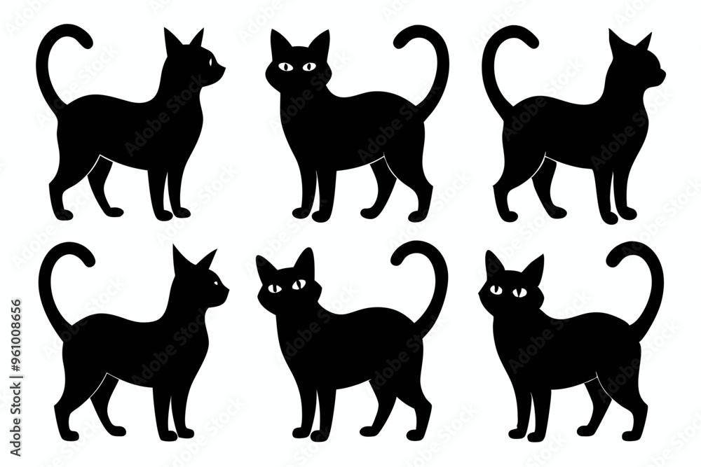 Cat silhouette set, black silhouette cat full body, cat silhouette icon bundle Cat silhouette set, black silhouette cat full body, cat silhouette icon bundle