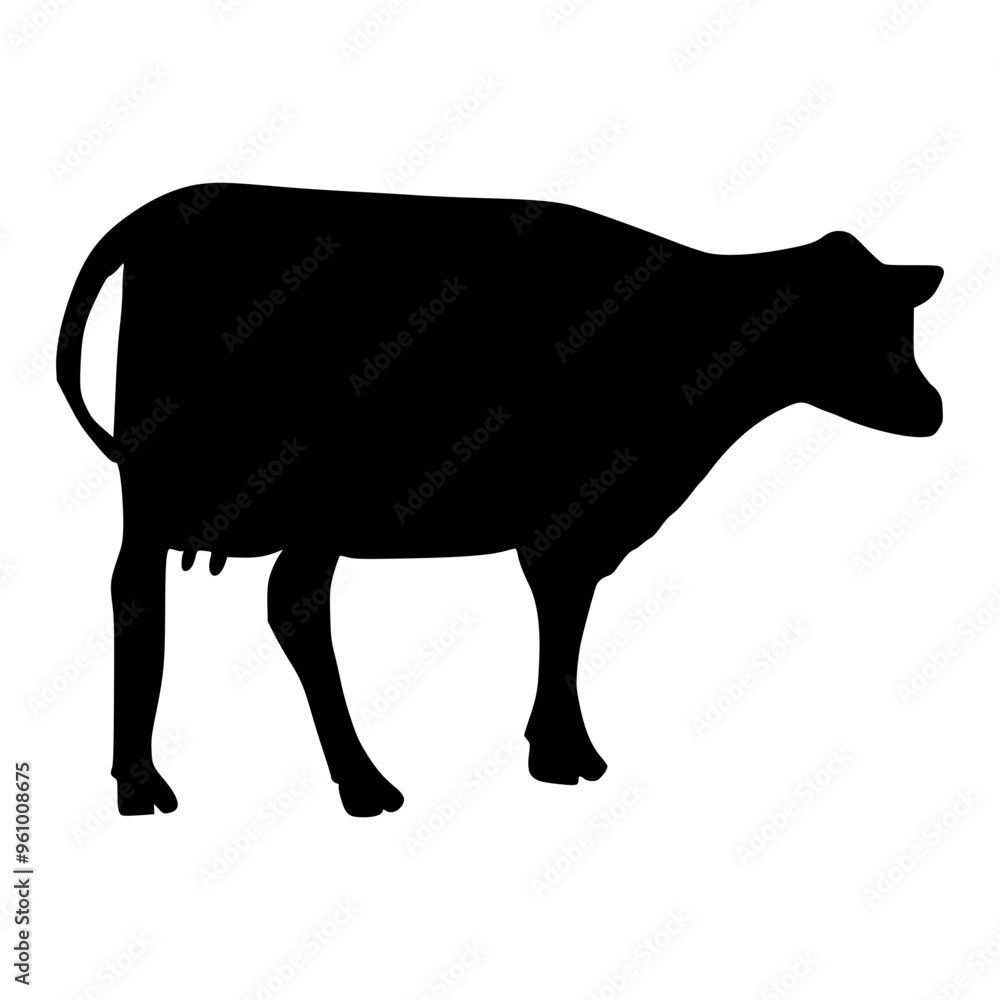 Black silhouette cow Hand drawn illustration Black silhouette cow Hand drawn illustration