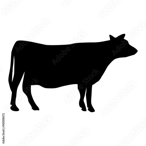 Wallpaper Mural Black silhouette cow Hand drawn illustration Torontodigital.ca