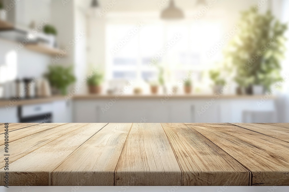 kitchen table background, wood counter top on blur of white clean abstract home interior with bokeh. used for display or montage your wooden for dining background, ai kitchen table background, wood counter top on blur of white clean abstract home interior with bokeh. used for display or montage your wooden for dining background, ai