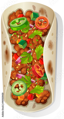 Colorful Mexican Burrito Illustration