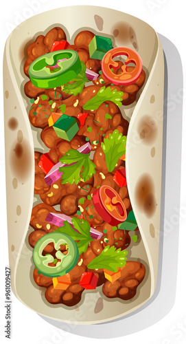A vibrant burrito filled with fresh ingredients