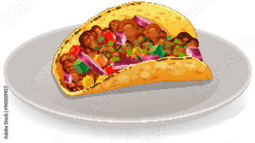 Delicious Mexican Taco on Plate