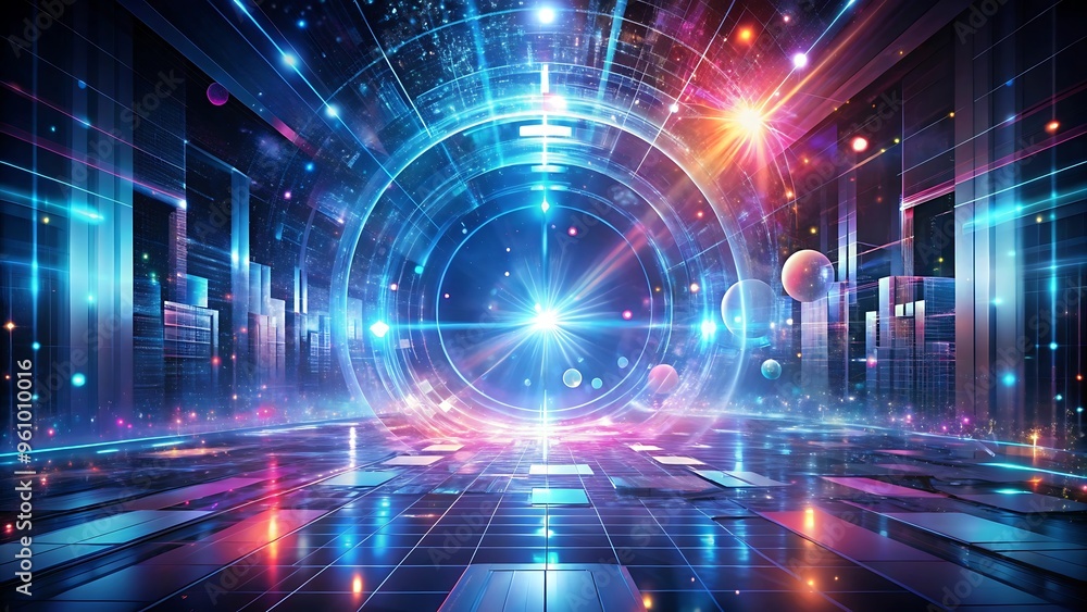 Futuristic Cityscape with Glowing Portal. Futuristic Cityscape with Glowing Portal.