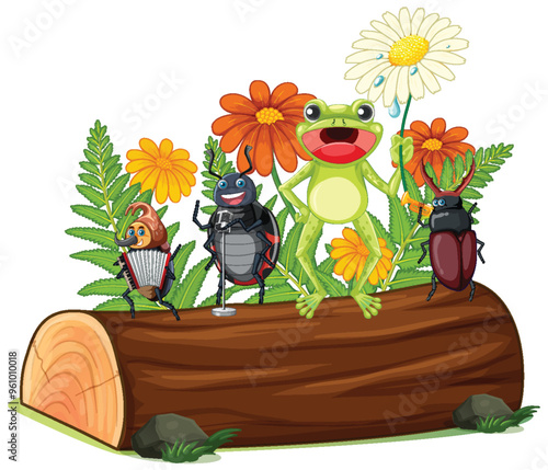 Forest Friends on a Log
