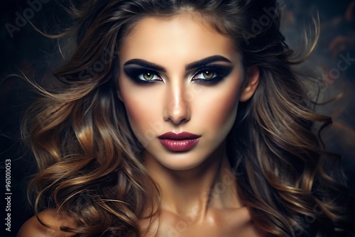 Wallpaper Mural Beautiful Woman with Smoky Eye Makeup. Torontodigital.ca