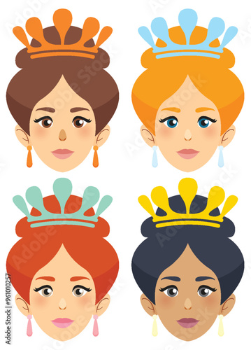 Colorful Queens Vector Illustration
