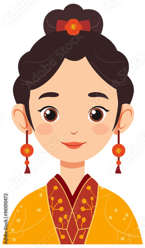 Illustration of a woman in traditional attire