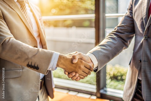 Business handshake symbolizing deal and partnership photo