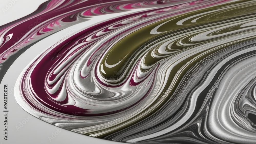Abstract swirl pattern of red, green, white and grey paint Abstract swirl pattern of red, green, white and grey paint