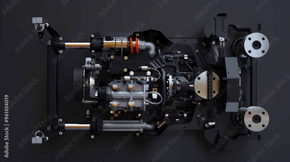 A 3D render of a UTV fuel pump assembly A 3D render of a UTV fuel pump assembly